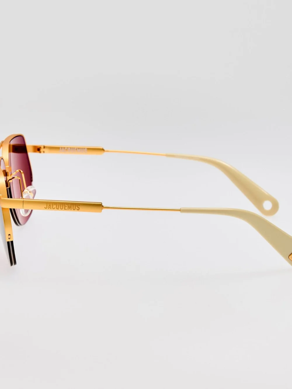 Linda Farrow Aviador Sunglasses, matt gold and brown, view 6