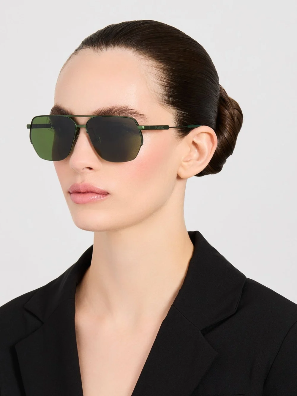 Linda Farrow Aviador Sunglasses, matt green, view 3