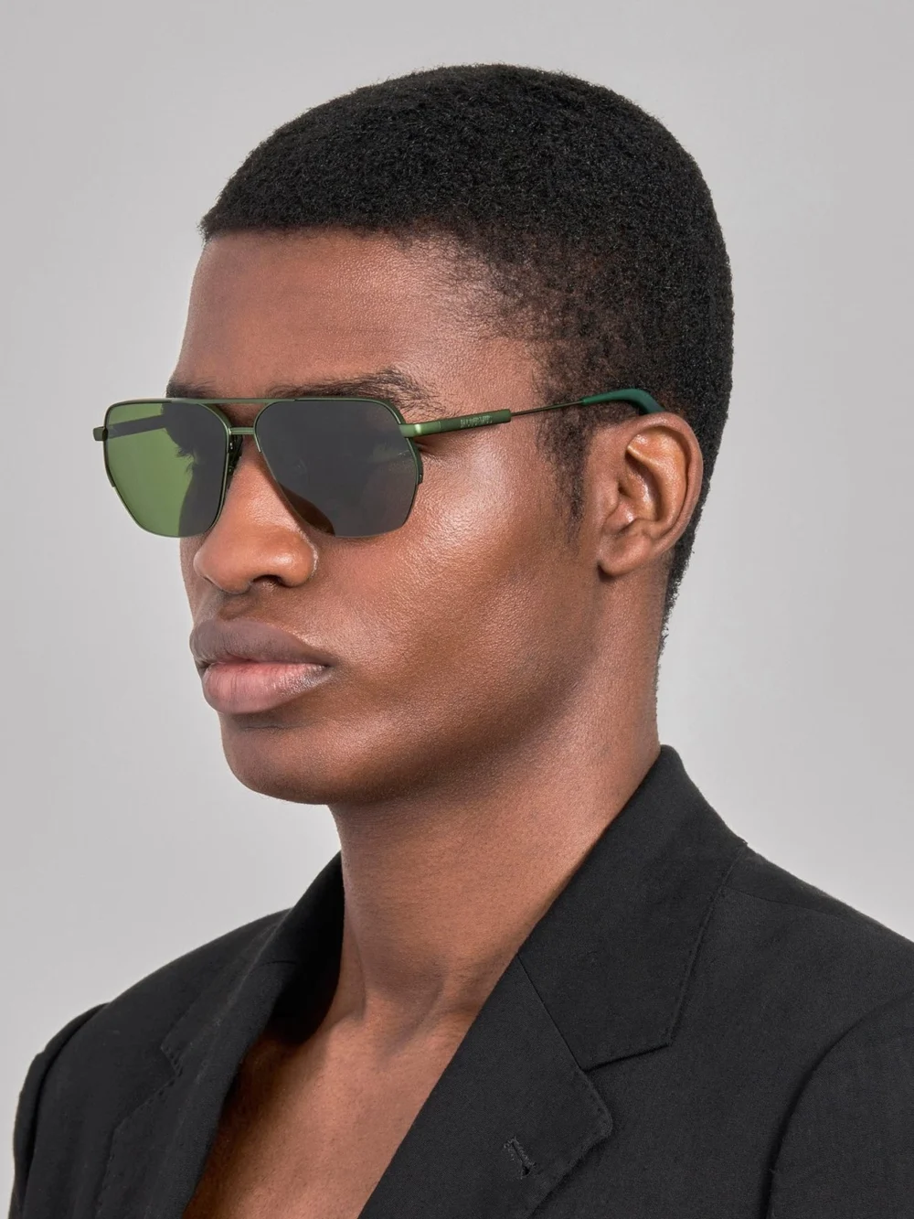Linda Farrow Aviador Sunglasses, matt green, view 4