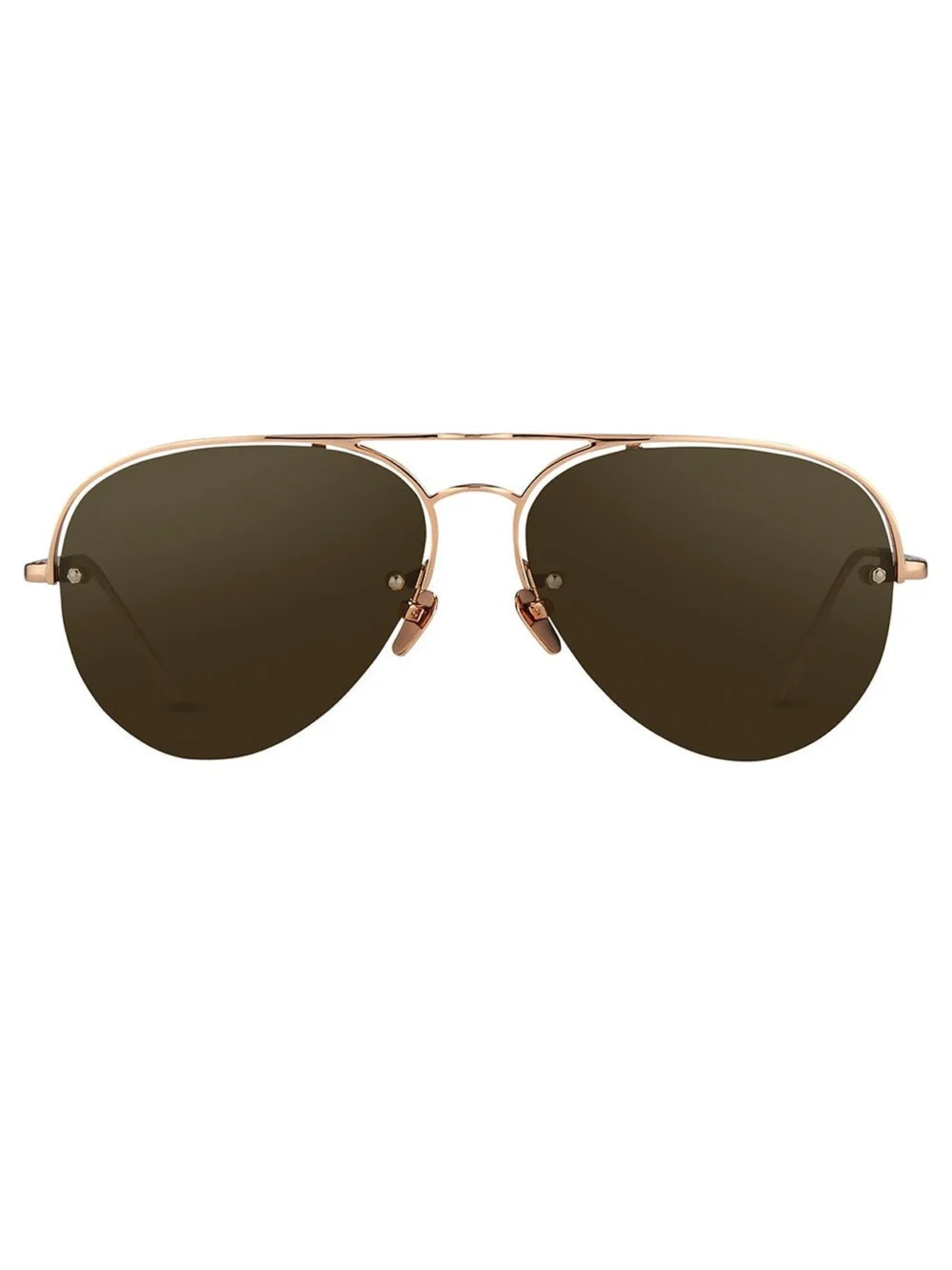 Linda Farrow Aviator Sunglasses in 18k rose gold and brown