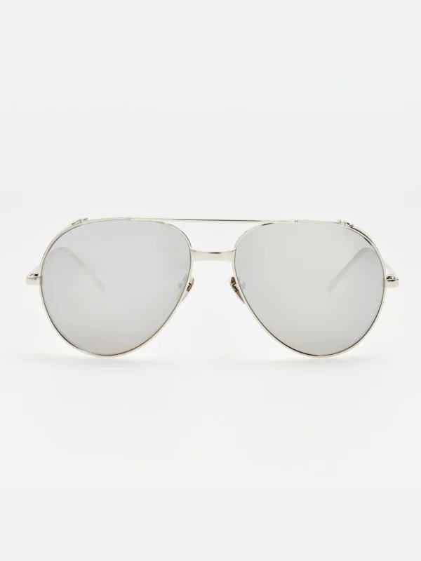 Linda Farrow Aviator Sunglasses in 22K White Gold and Platinum