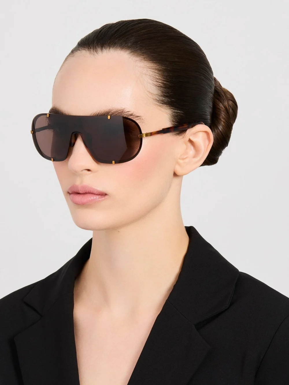 Linda Farrow Aviator Sunglasses, old gold, view 3