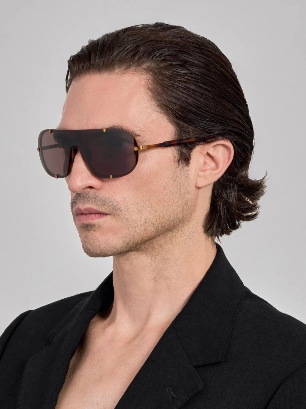 Linda Farrow Aviator Sunglasses, old gold, view 4