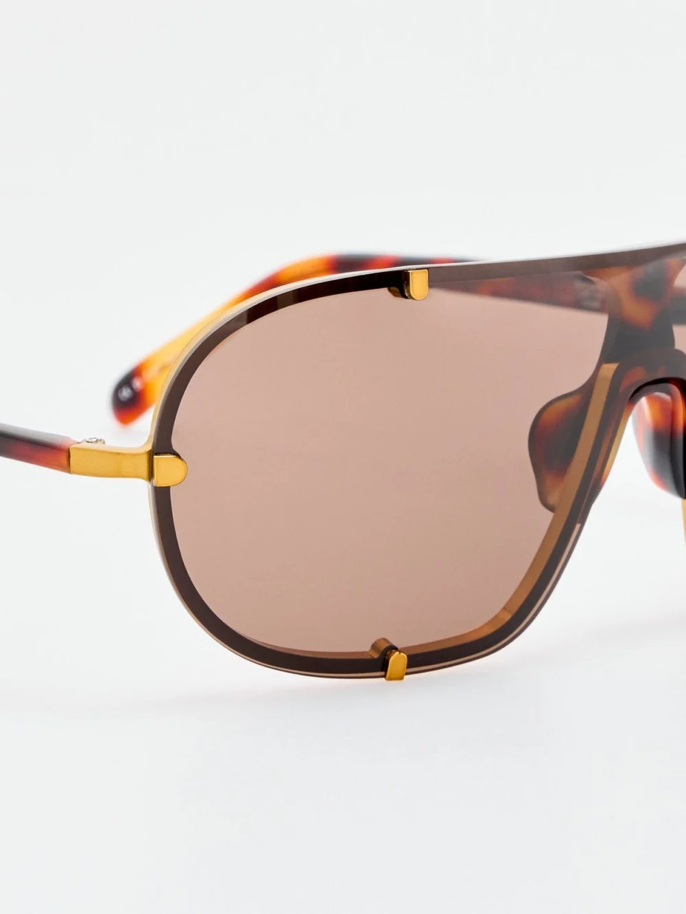 Linda Farrow Aviator Sunglasses, old gold, view 5