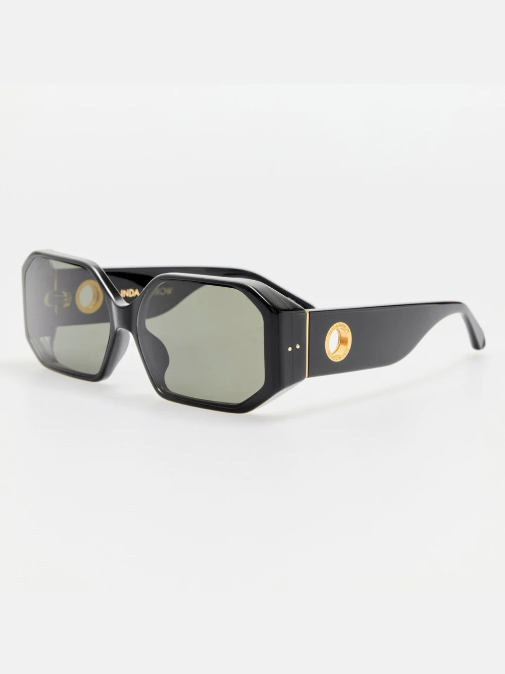 Linda Farrow Bailey Sunglasses, black, view 2