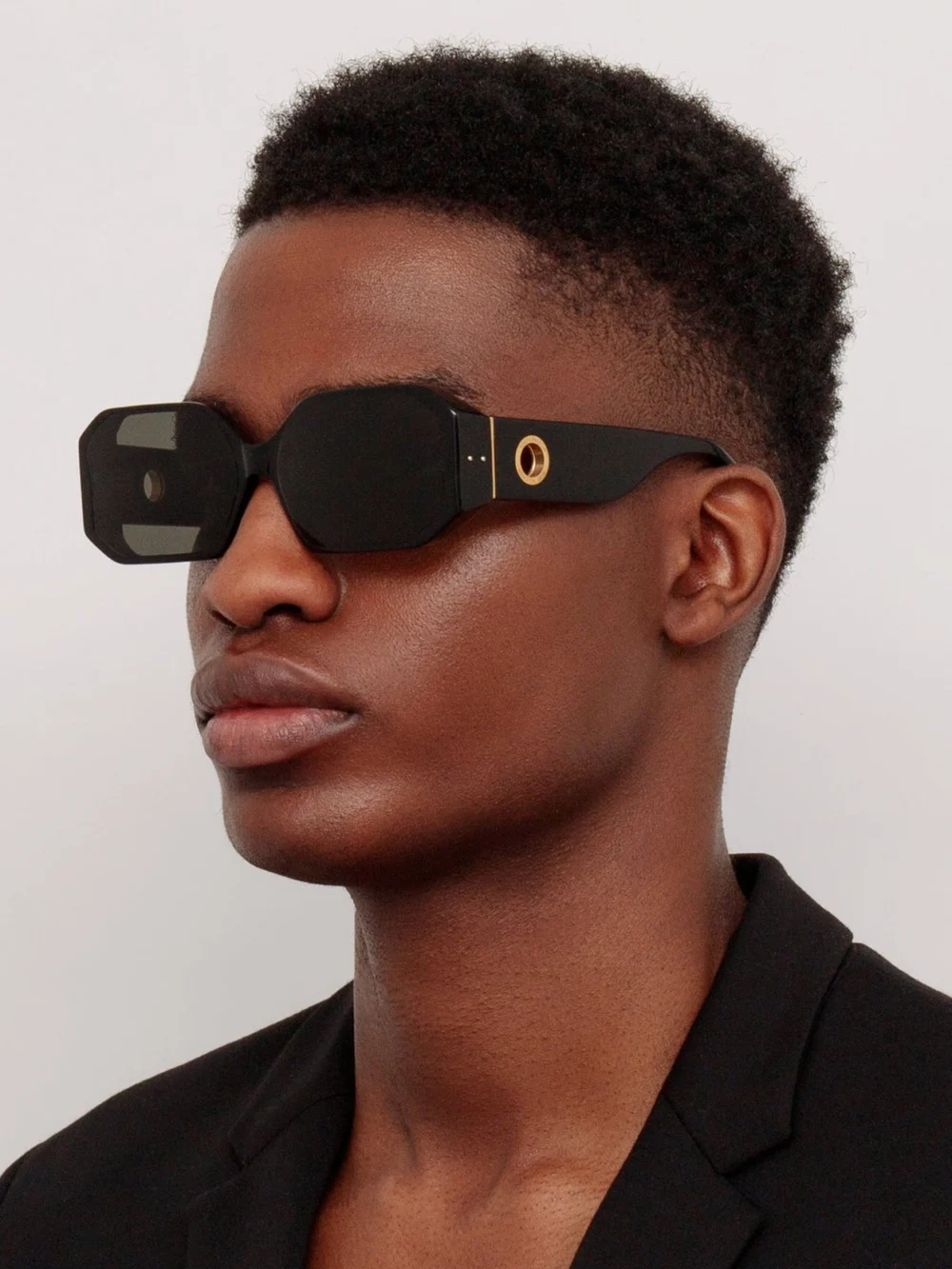 Linda Farrow Bailey Sunglasses, black, view 4
