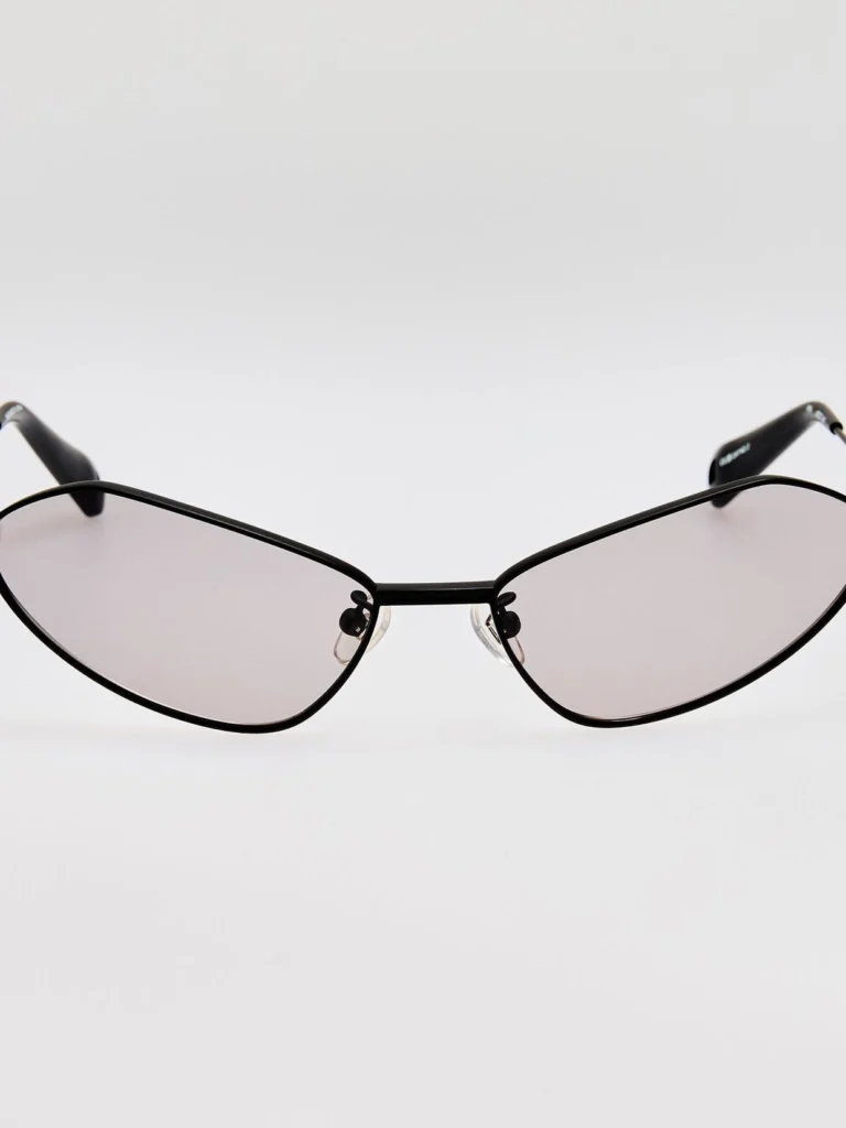 Linda Farrow Bambino Angular Metal Sunglasses in Matt Black