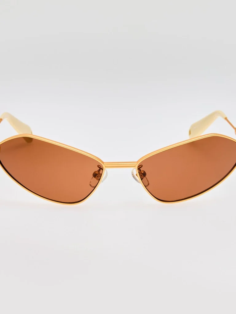 Linda Farrow Bambino Angular Metal Sunglasses in Matt Gold