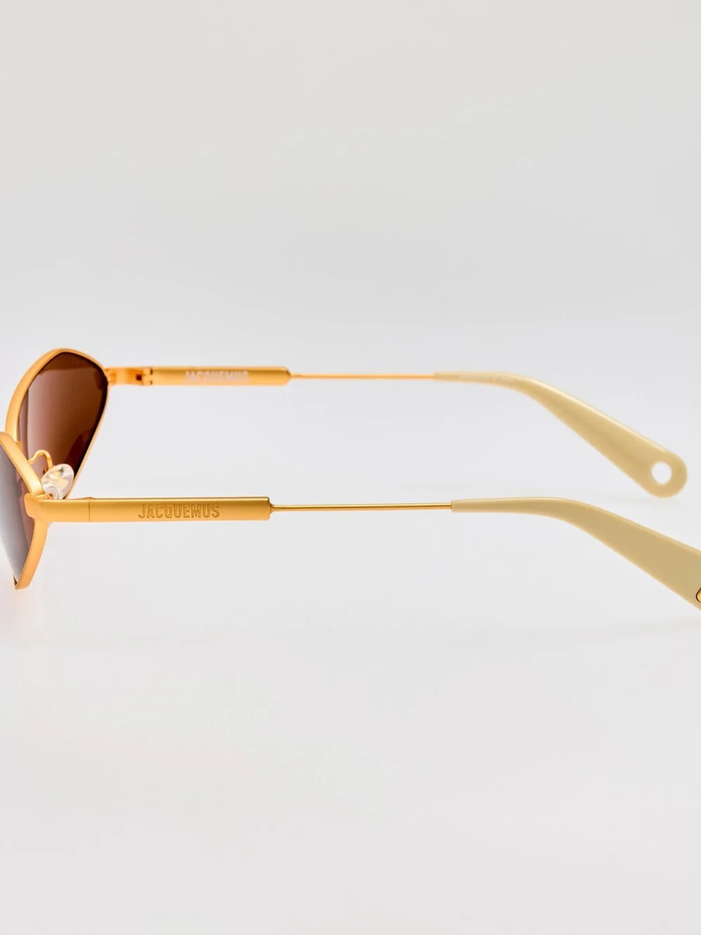 Linda Farrow Bambino Angular Metal Sunglasses, matt gold, view 2