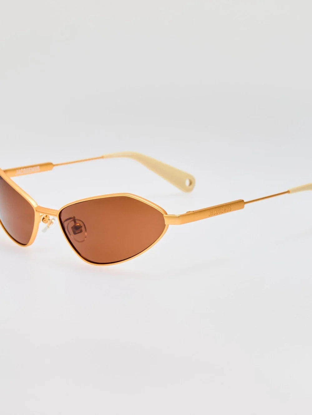 Linda Farrow Bambino Angular Metal Sunglasses, matt gold, view 3