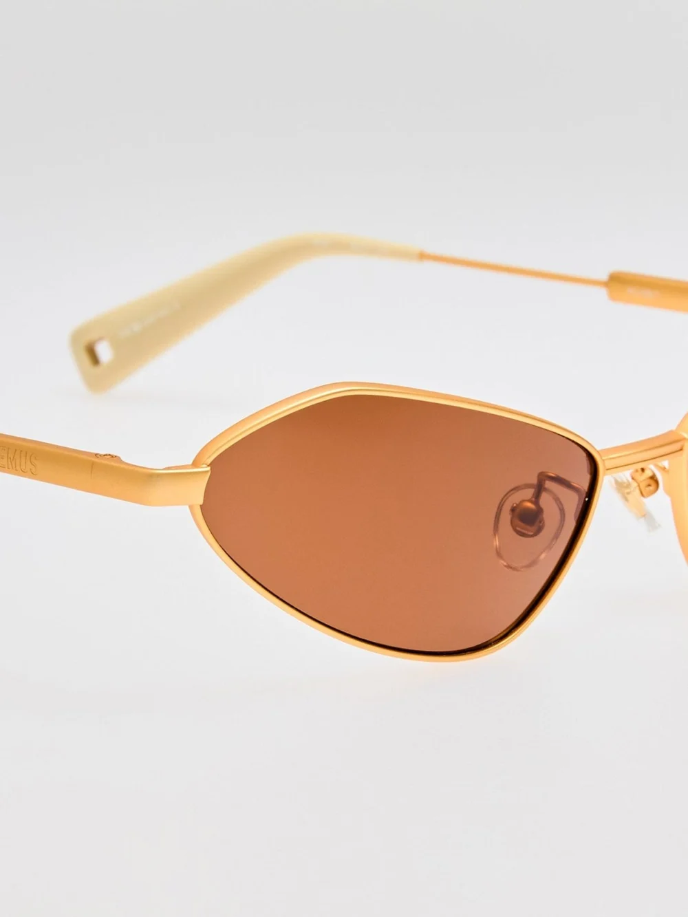 Linda Farrow Bambino Angular Metal Sunglasses, matt gold, view 4