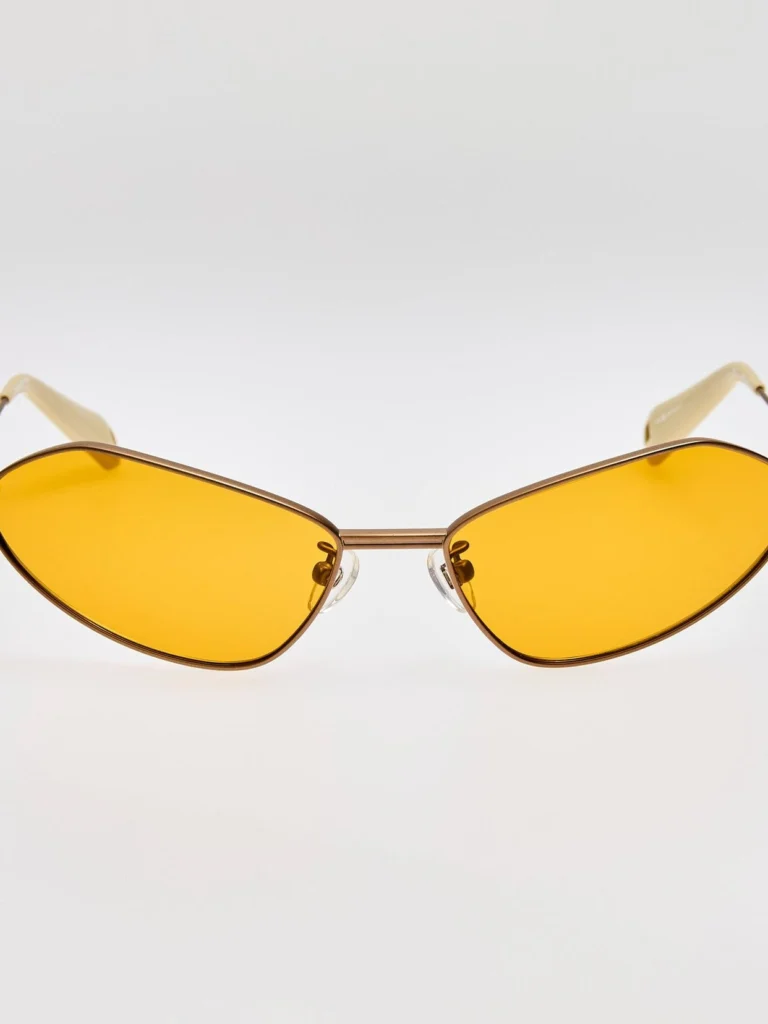 Linda Farrow Bambino Angular Metal Sunglasses in Matt Putty