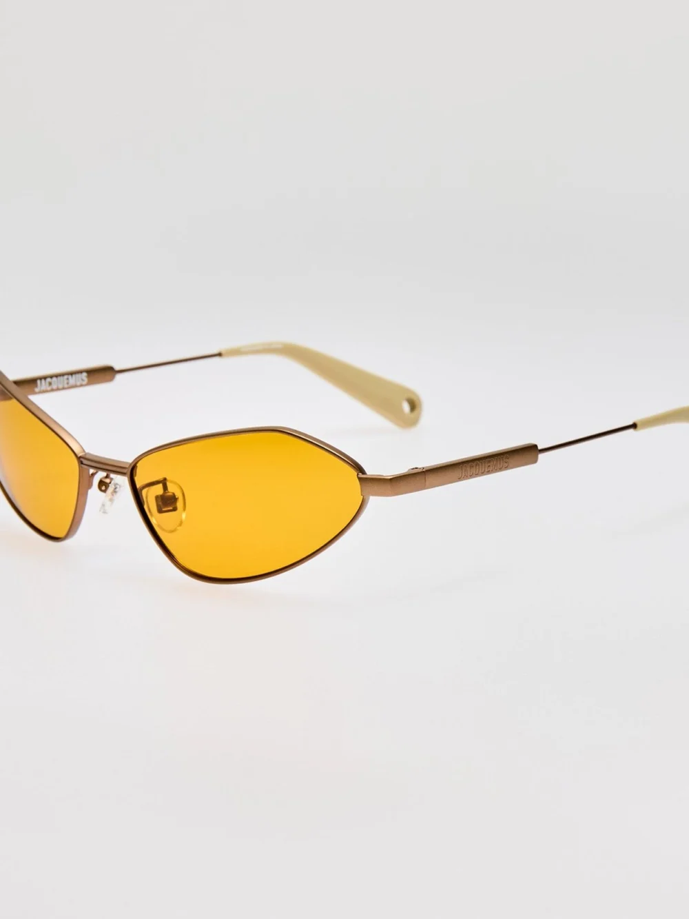 Linda Farrow Bambino Angular Metal Sunglasses, matt putty, view 3