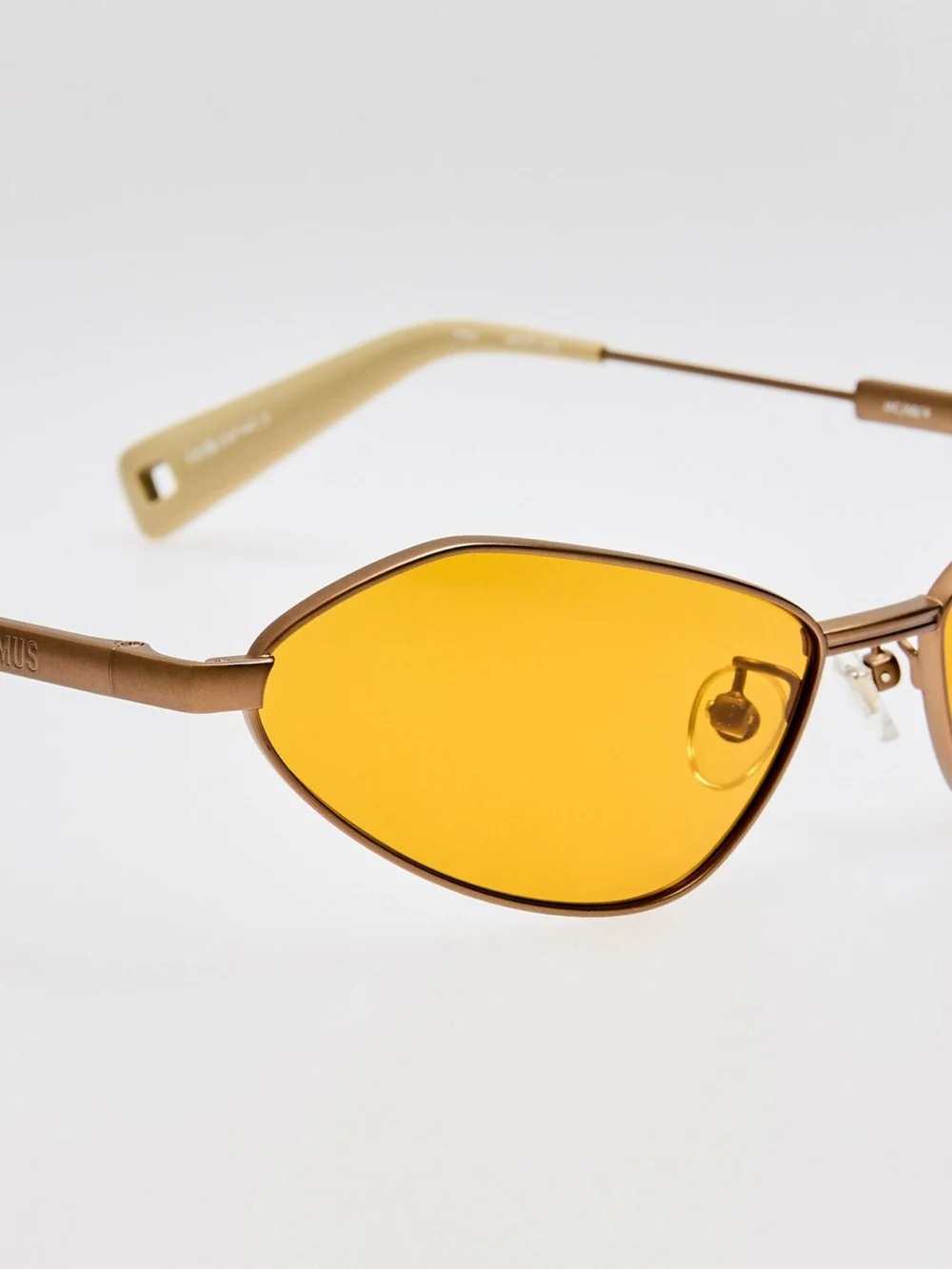 Linda Farrow Bambino Angular Metal Sunglasses, matt putty, view 4