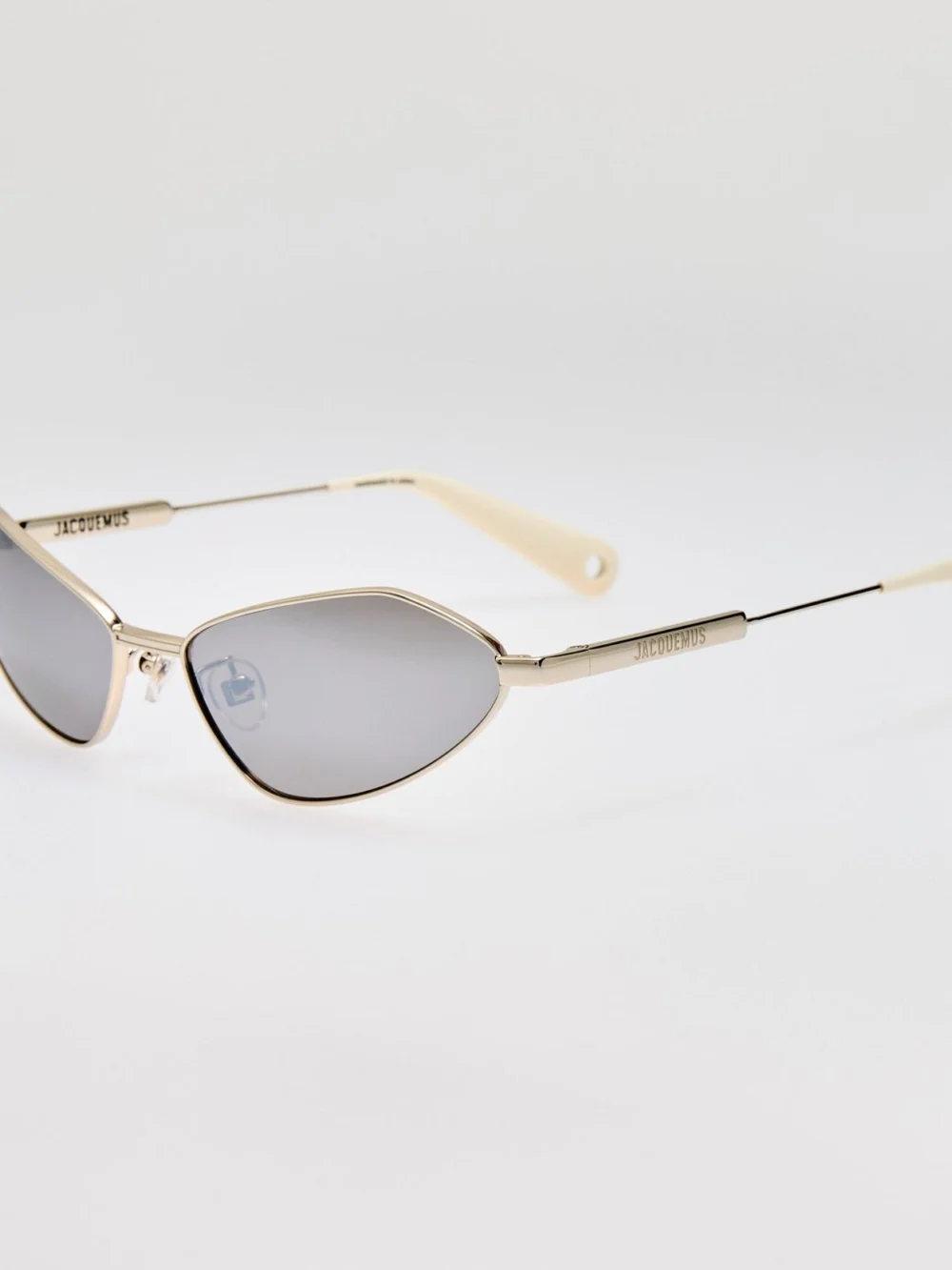 Linda Farrow Bambino Angular Metal Sunglasses, silver, view 3