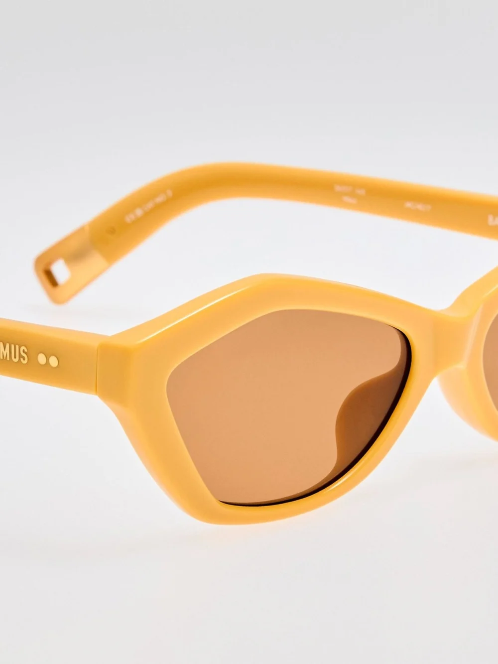 Linda Farrow Bambino Angular Sunglasses, banana, view 4