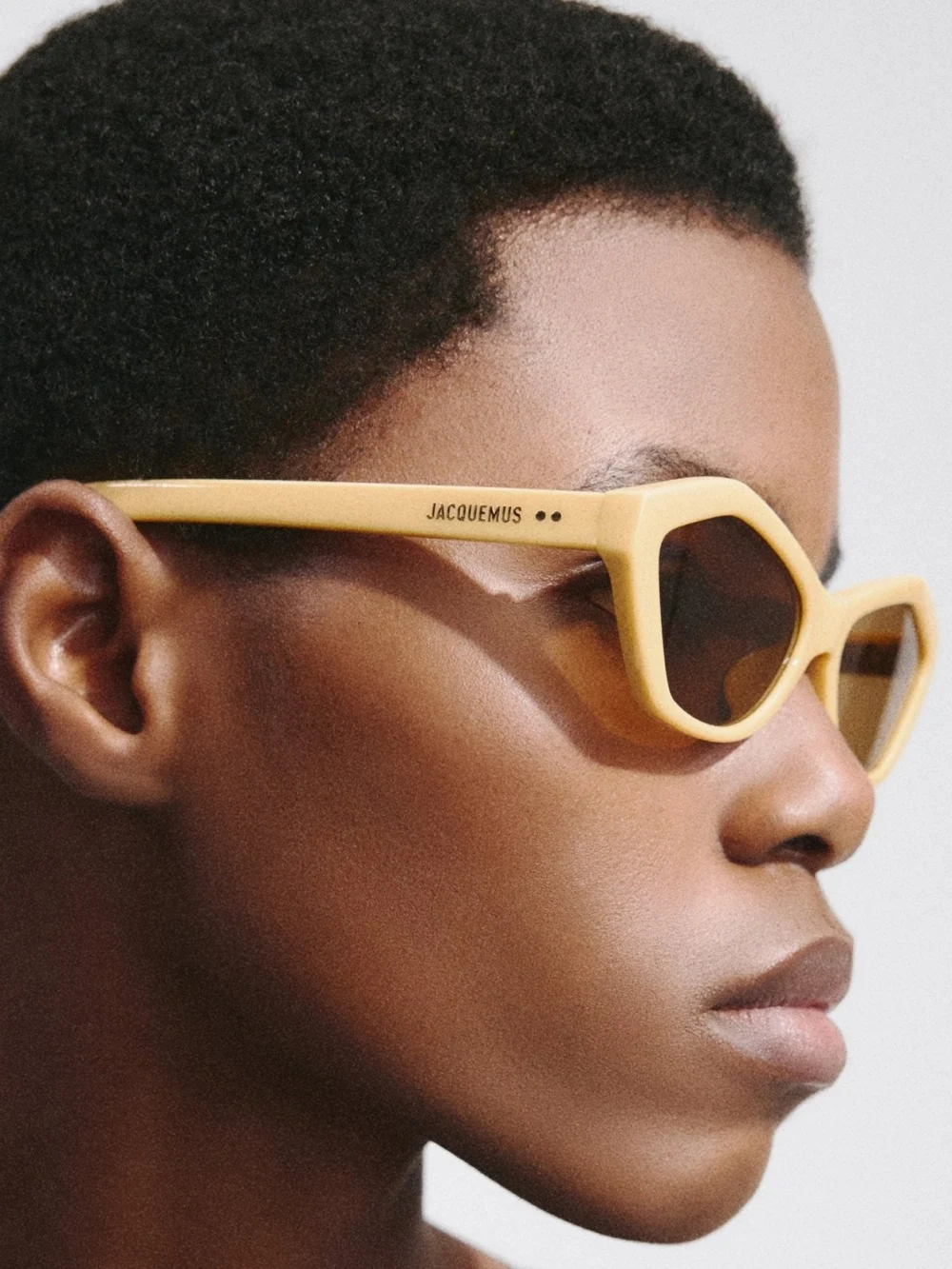 Linda Farrow Bambino Angular Sunglasses, banana, view 6