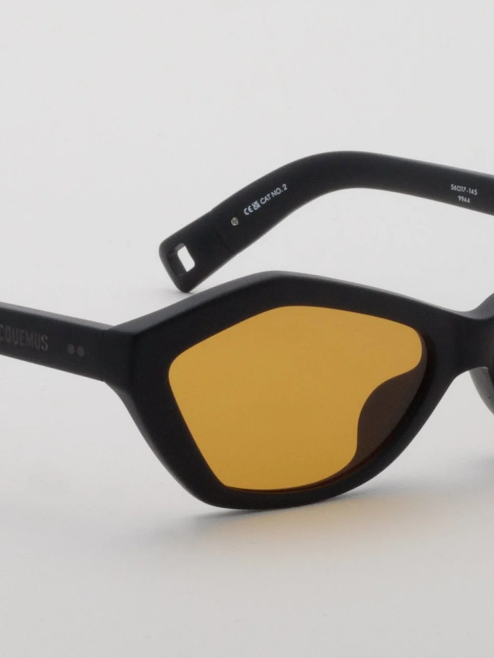 Linda Farrow Bambino Angular Sunglasses, matt black, view 3