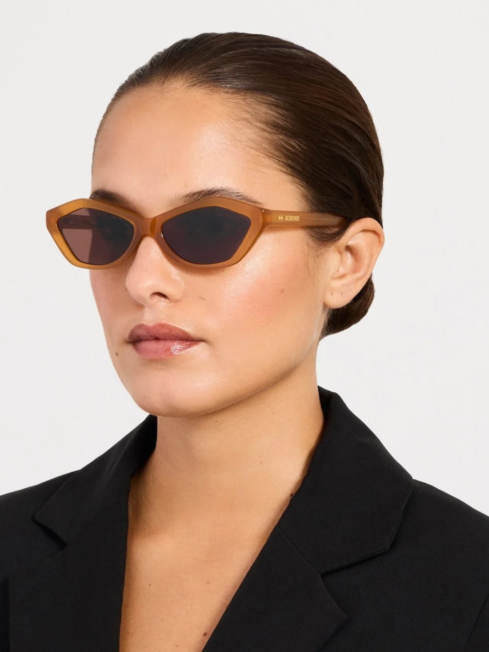 Linda Farrow Bambino Sunglasses, caramel, view 3