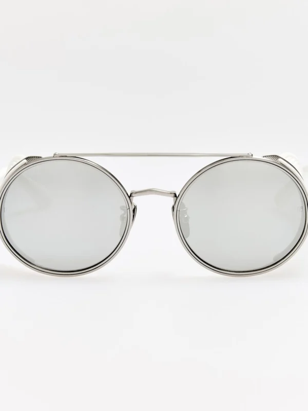 Linda Farrow Baret Explorer Sunglasses in 22K White Gold and Platinum