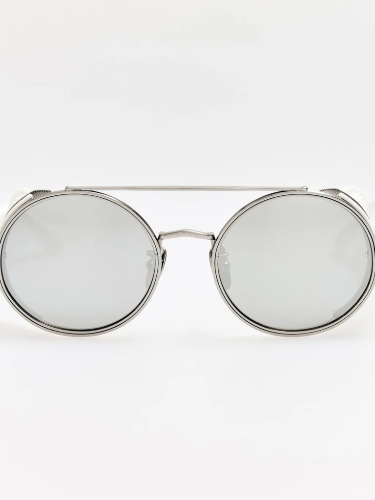 Linda Farrow Baret Explorer Sunglasses in 22K White Gold and Platinum