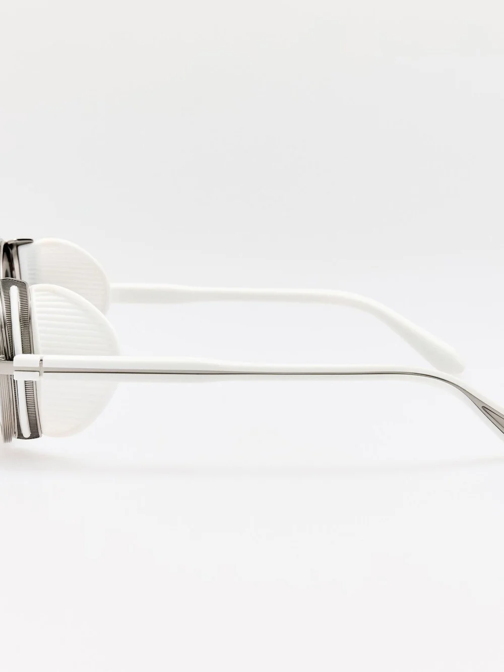 Linda Farrow Baret Explorer Sunglasses, 22k white gold and platinum, view 5