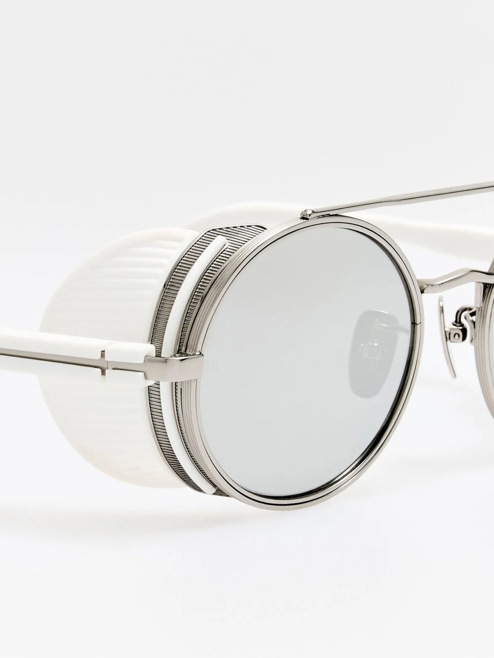 Linda Farrow Baret Explorer Sunglasses, 22k white gold and platinum, view 6