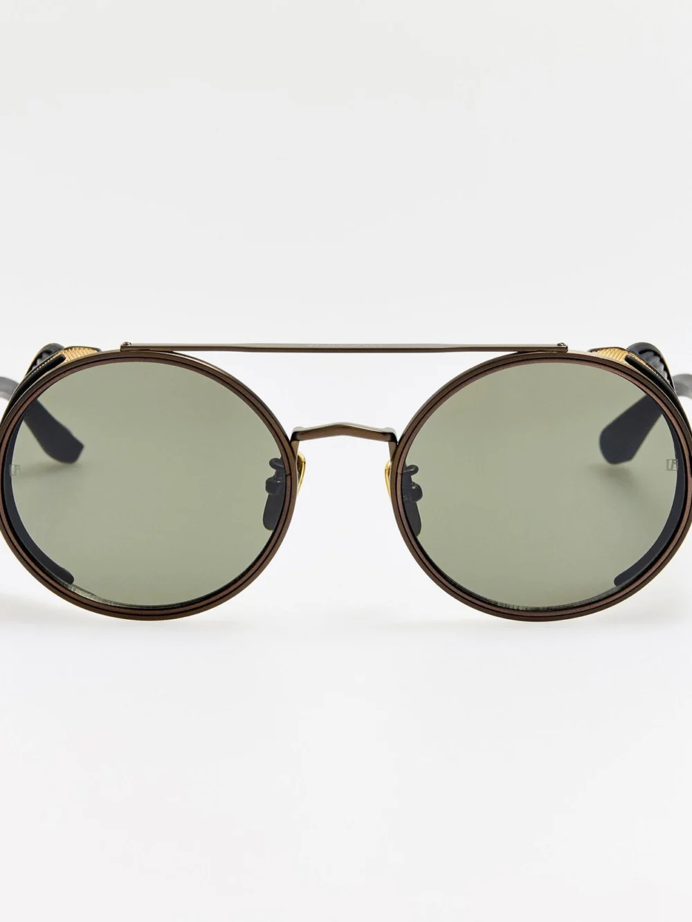 Linda Farrow Baret Explorer Sunglasses in matt nickel and 22k gold