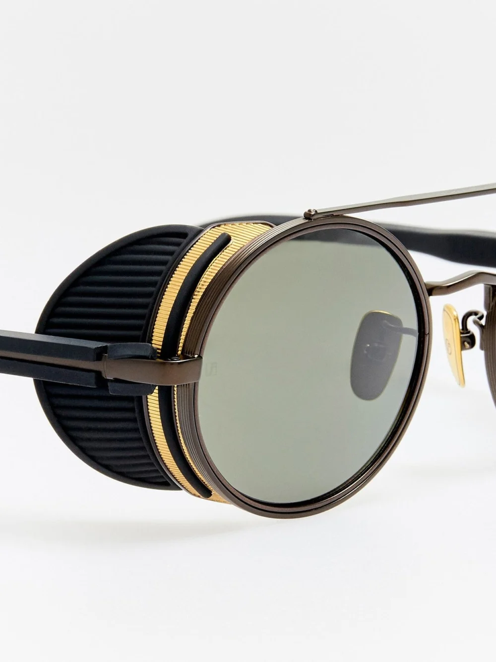 Linda Farrow Baret Explorer Sunglasses, matt nickel and 22k gold, view 6