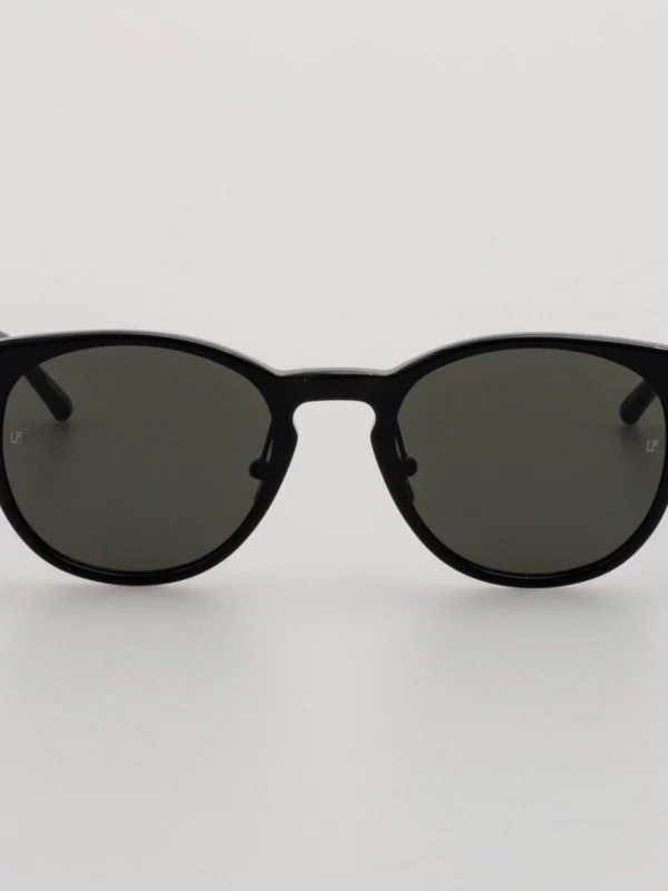 Linda Farrow Bay Sunglasses in Black and Matt Nickel