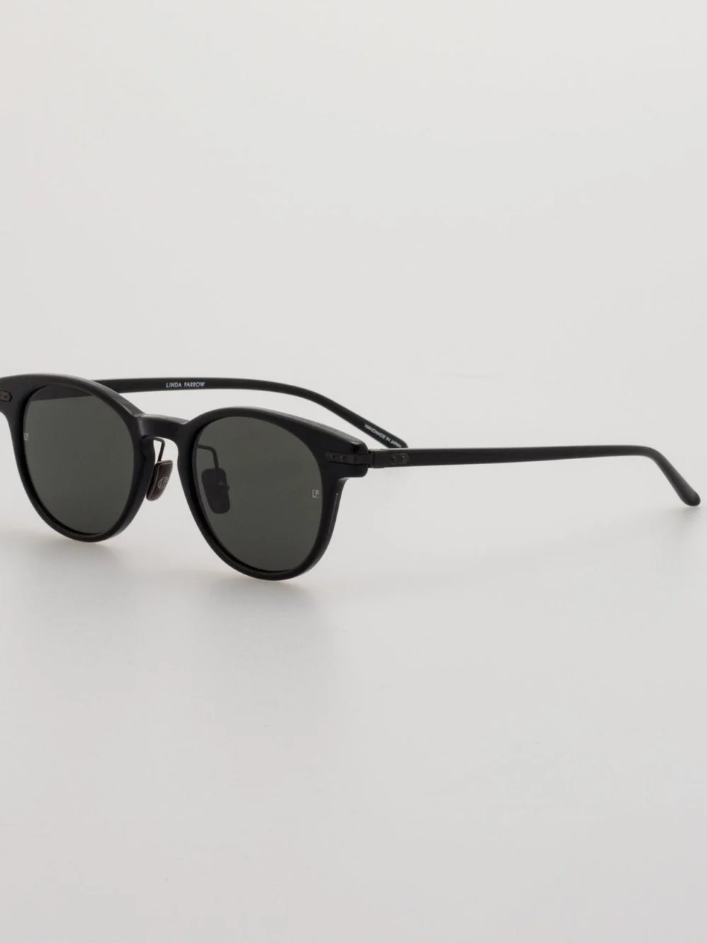 Linda Farrow Bay Sunglasses, black and matt nickel, view 2