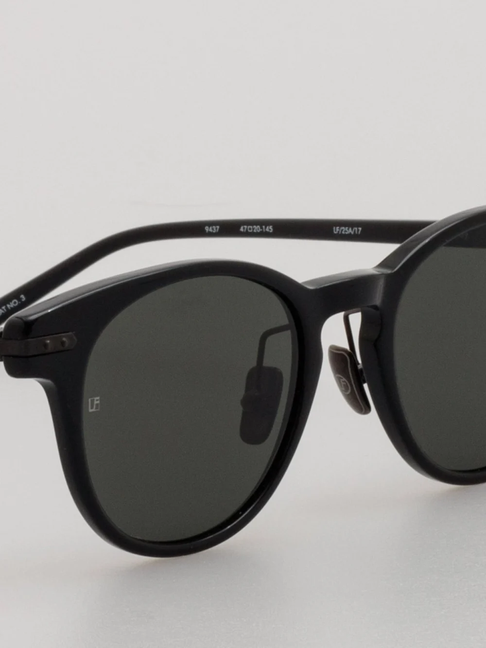 Linda Farrow Bay Sunglasses, black and matt nickel, view 5