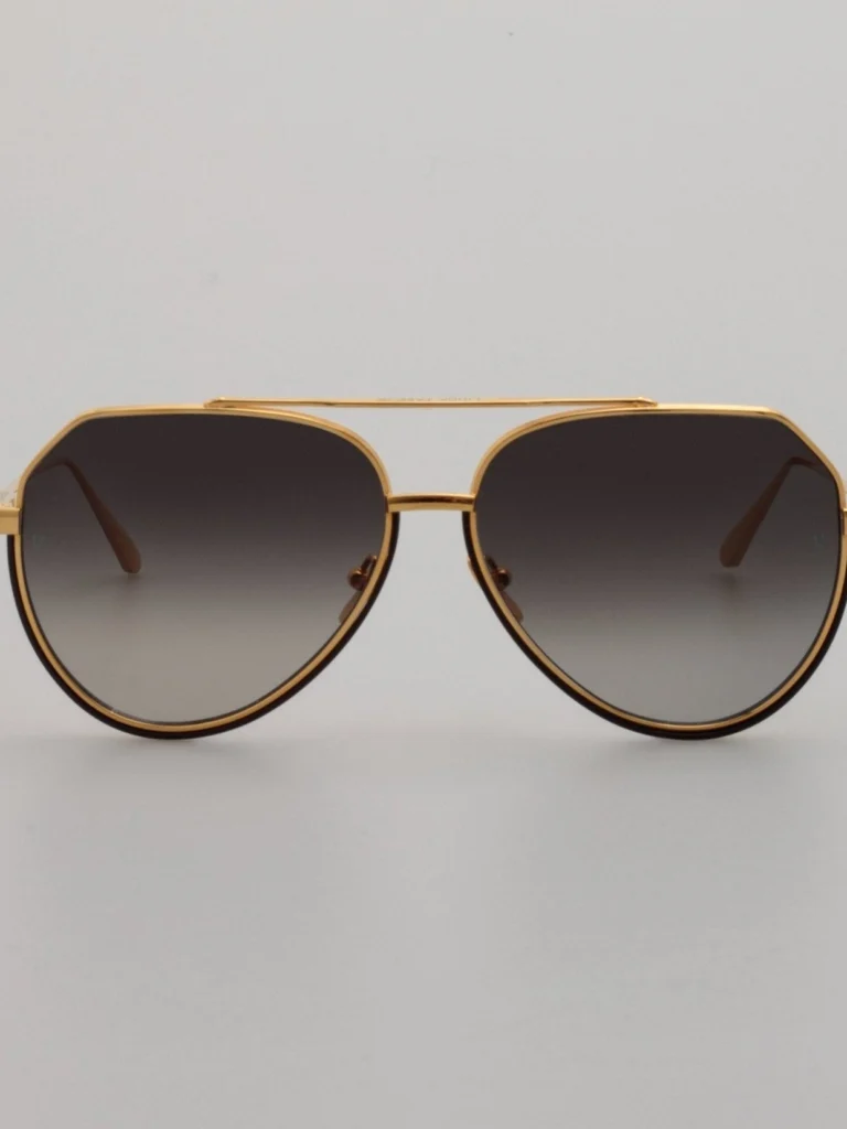 Linda Farrow Bayer Sunglasses in 22K Gold and Grey