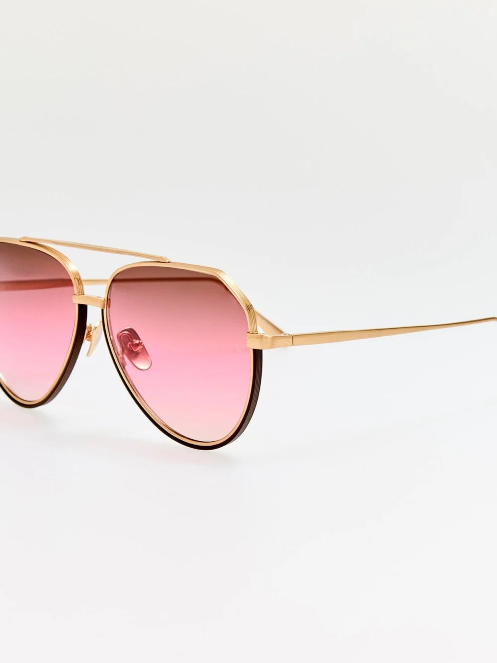 Linda Farrow Bayer Sunglasses, matt champagne and pink, view 2