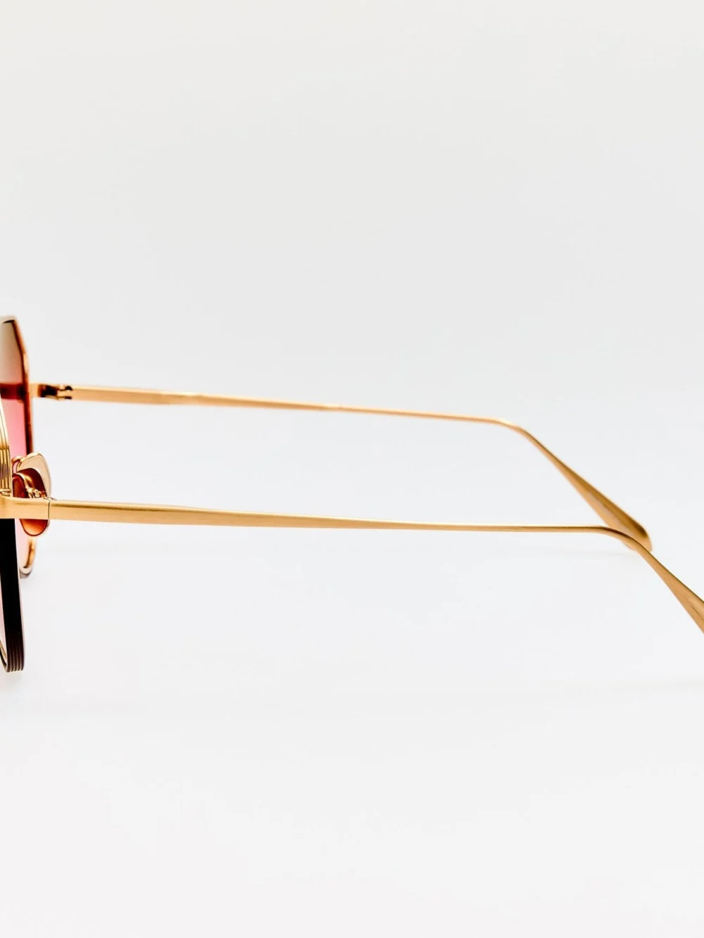 Linda Farrow Bayer Sunglasses, matt champagne and pink, view 5