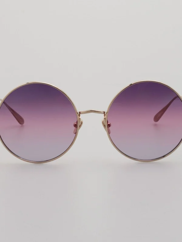 Linda Farrow Bea Sunglasses in 22K Gold and Purple