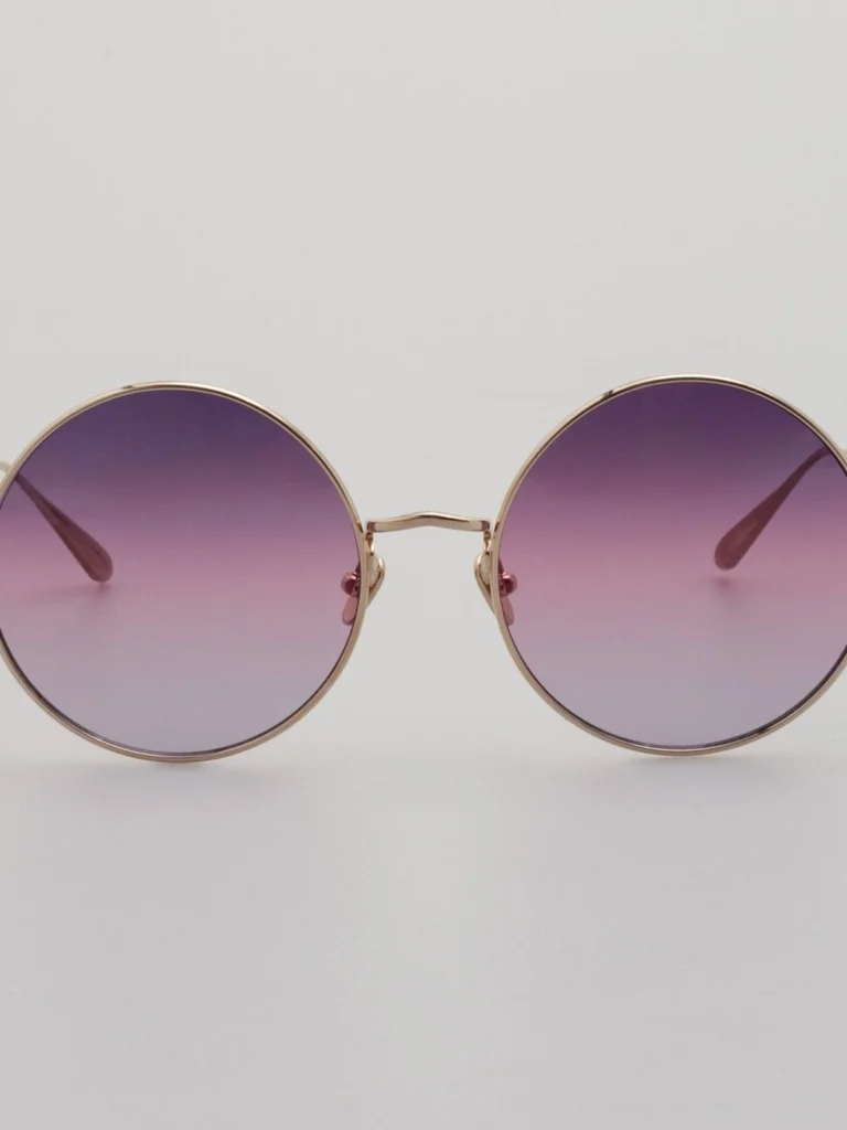 Linda Farrow Bea Sunglasses in 22K Gold and Purple