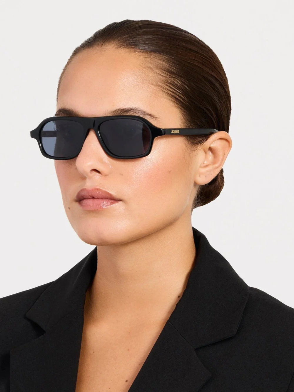 Linda Farrow Becane Sunglasses, black, view 3