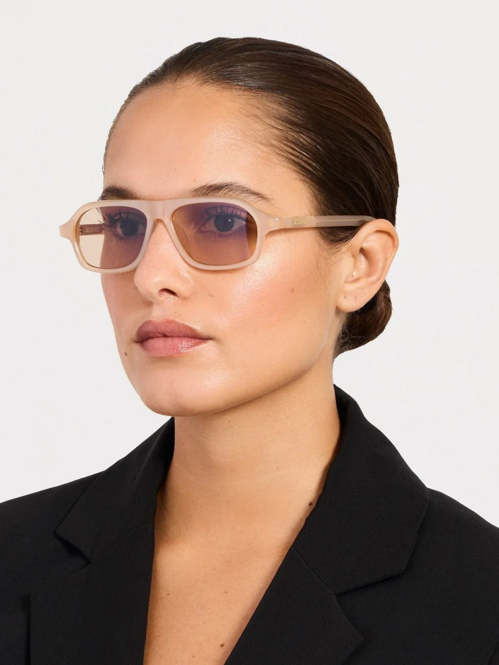 Linda Farrow Becane Sunglasses, nude, view 3