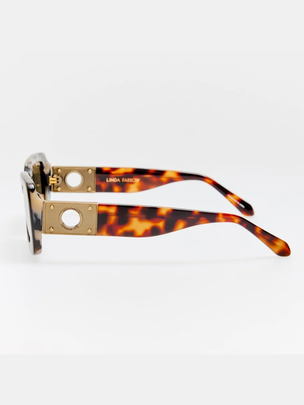 Linda Farrow Belle Sunglasses, black and tortoiseshell, view 5