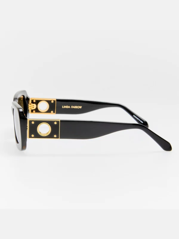 Linda Farrow Belle Sunglasses, black, view 5