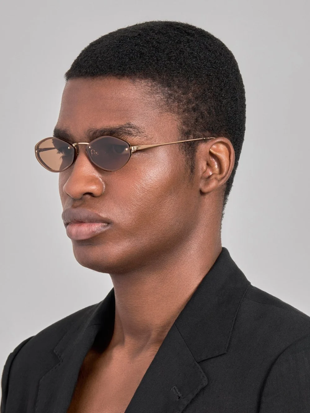 Linda Farrow Bellini Sunglasses, gold and brown, view 4