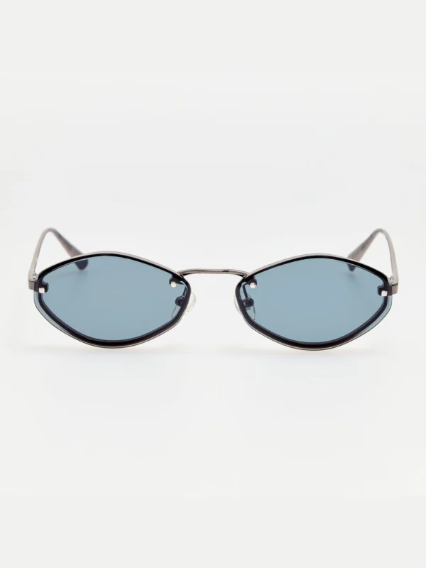 Linda Farrow Bellini Sunglasses in Nickel and Smoke