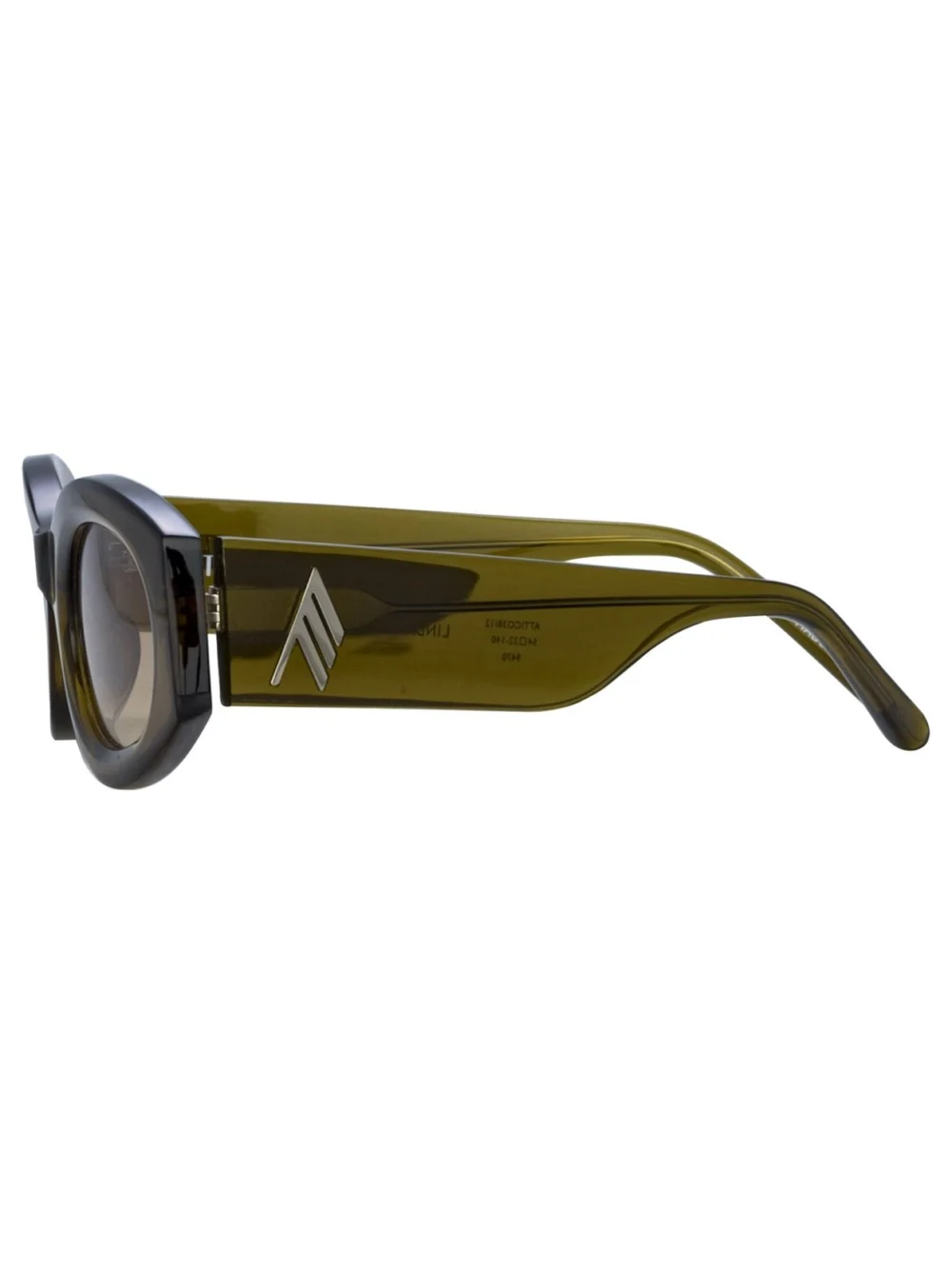 Linda Farrow Berta Oval Sunglasses, olive, view 2