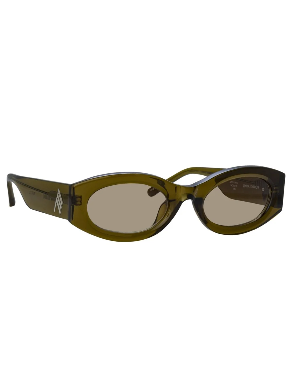 Linda Farrow Berta Oval Sunglasses, olive, view 4