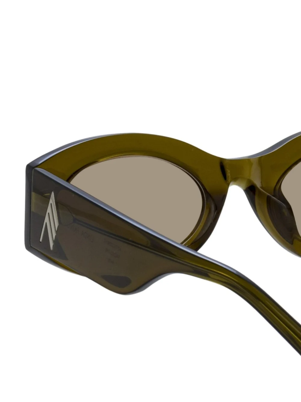 Linda Farrow Berta Oval Sunglasses, olive, view 5