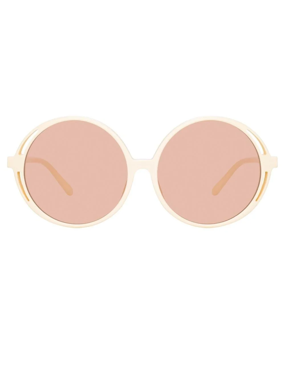 Linda Farrow Bianca Round Sunglasses in cream