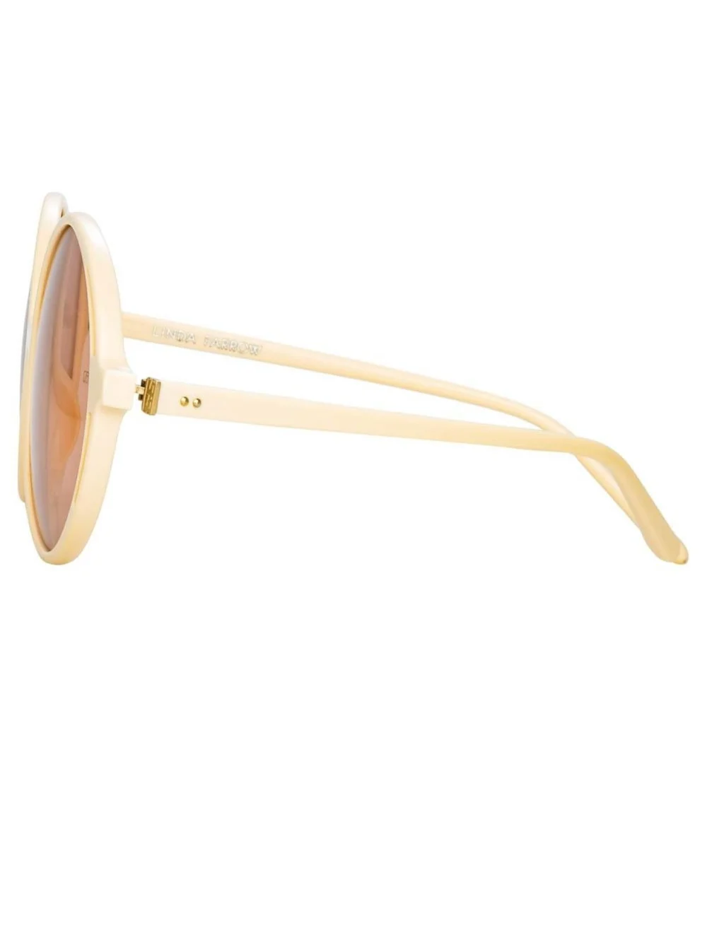 Linda Farrow Bianca Round Sunglasses, cream, view 4