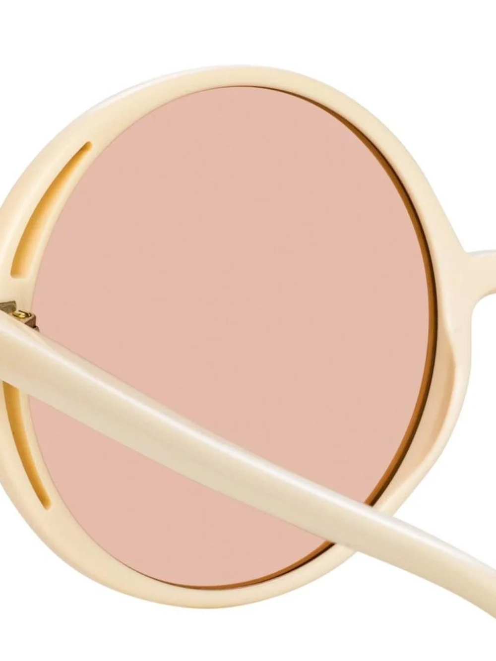 Linda Farrow Bianca Round Sunglasses, cream, view 5