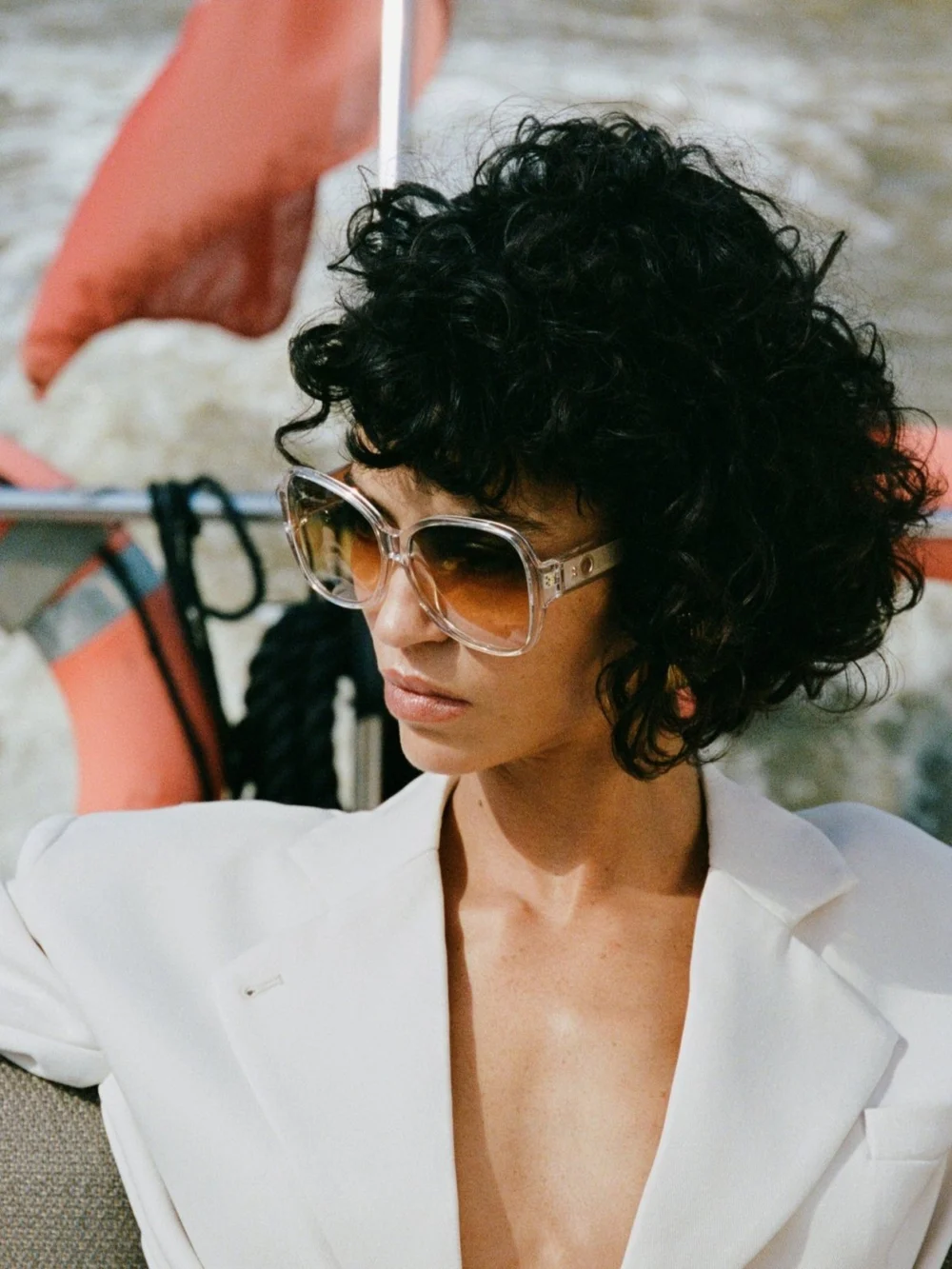 Linda Farrow Blair Sunglasses, clear and tutti frutti, view 3